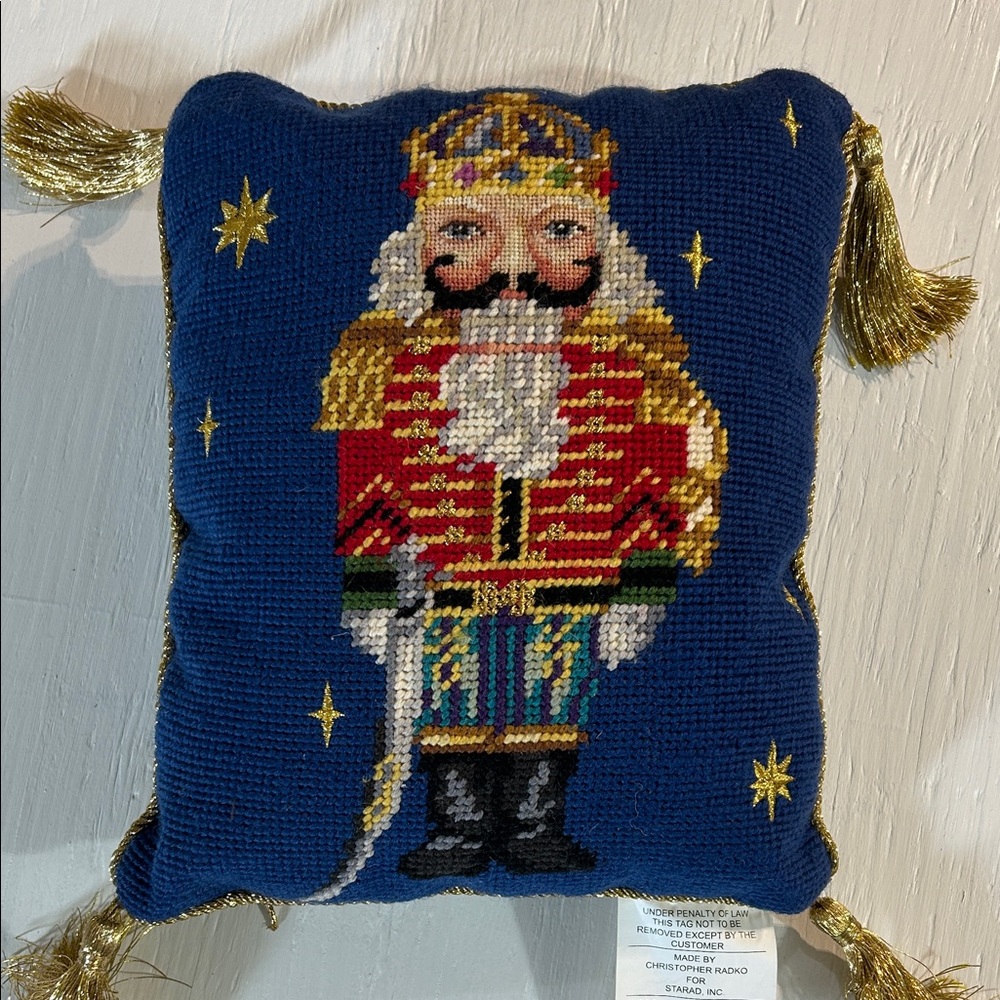 Christopher Radko Nutcracker Needlepoint pillow